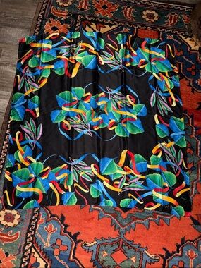 Vintage Rush Limbaugh "No Boundaries" 100% Silk Scarf Aspen Leaves Ribbons